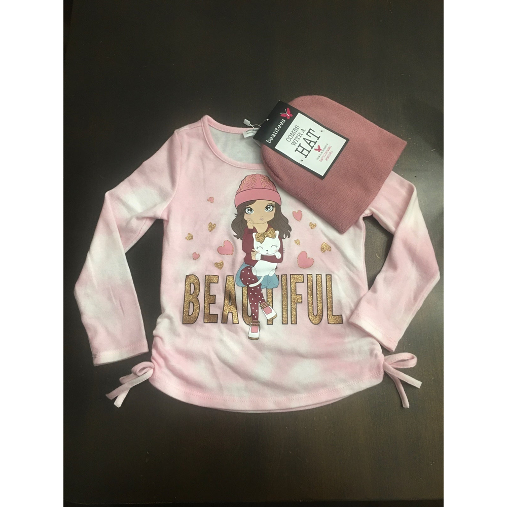 Beautees Girls long sleeve tee and hat